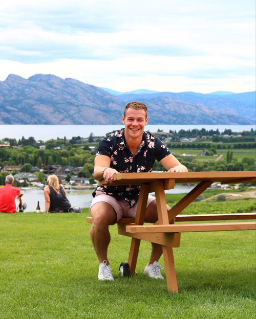 Zac on park bench