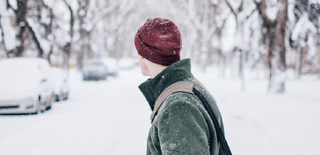 Man walking in snow