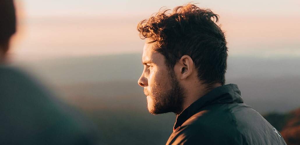 Profile shot of man with serious face