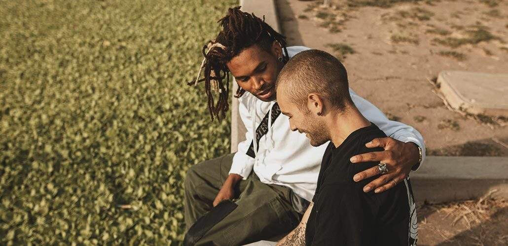 Friends sitting in a park